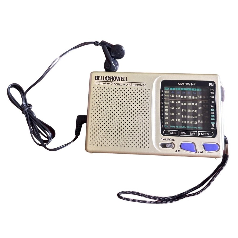 Bell & Howell MW.SW1-7 World Band Radio Receiver With Earphones & Strap